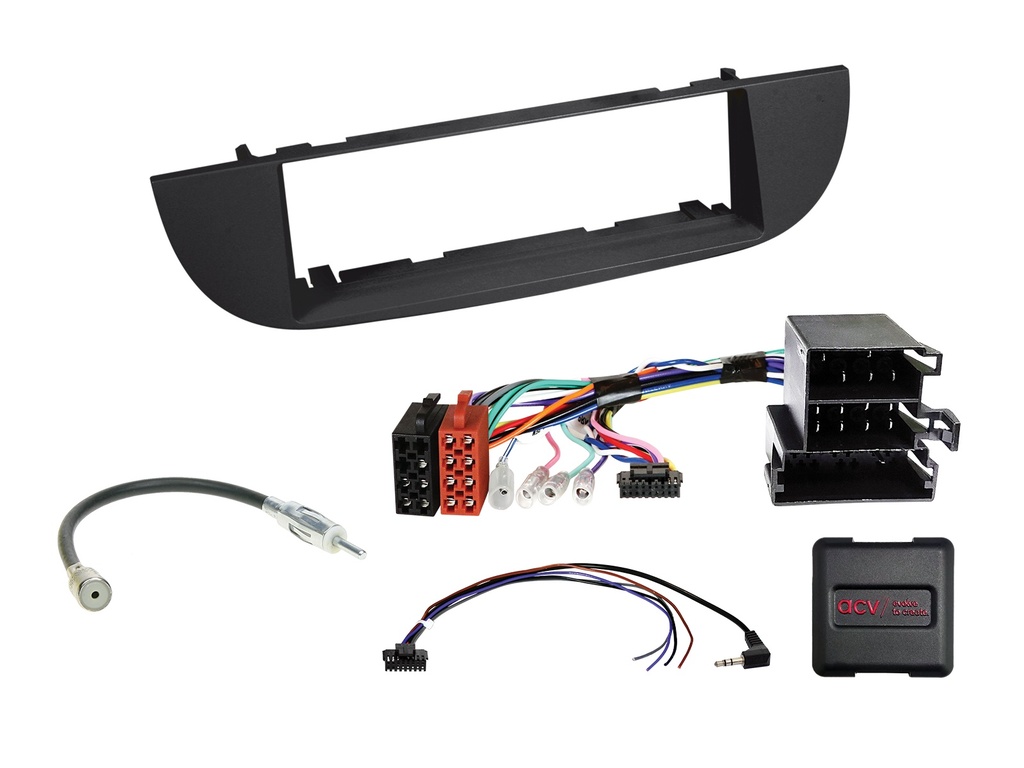 [1-DIN Kit Fiat 500(ZAF 312) black 2007-2015 SWC/antenna] 611094-22-1