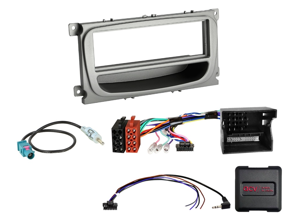 [1-DIN Kit Ford vehicles silver SWC/CAN Bus/antenna Fakra] 611114-37-1