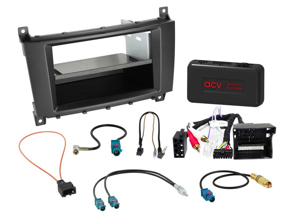[2-DIN Kit with pocket Mercedes C-class 2004-2008 SWC/Amp] 611190-45-1