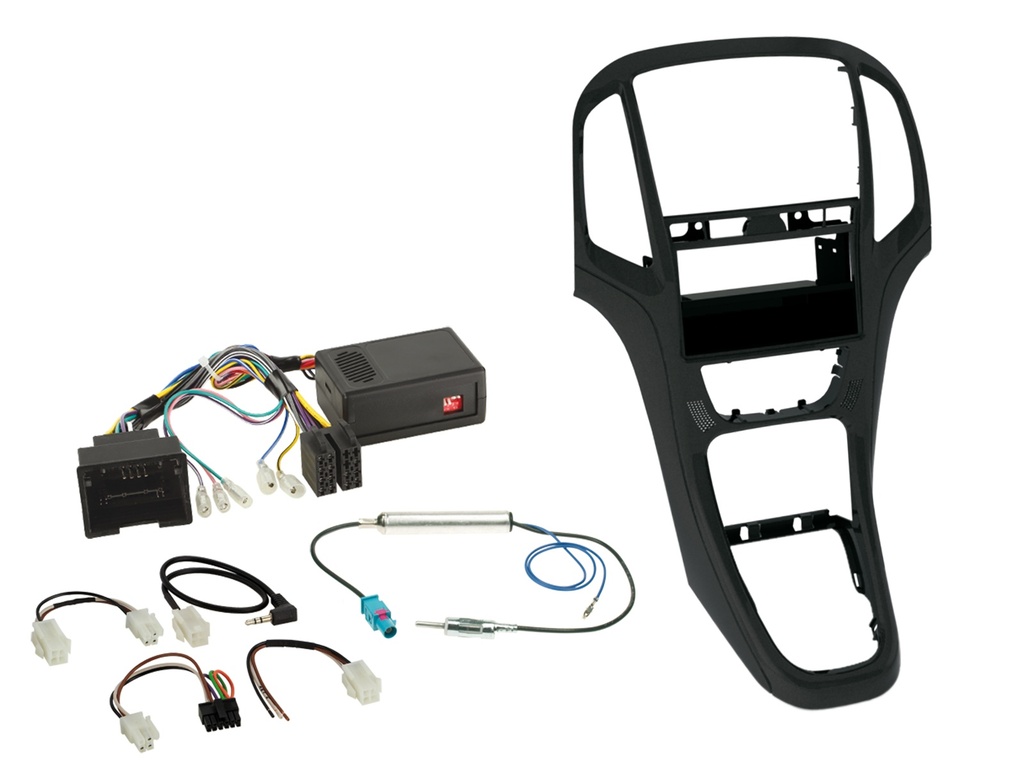 [2-DIN Kit with pocket Opel Astra J 2009-2018 perl black SWC] 611230-23-2