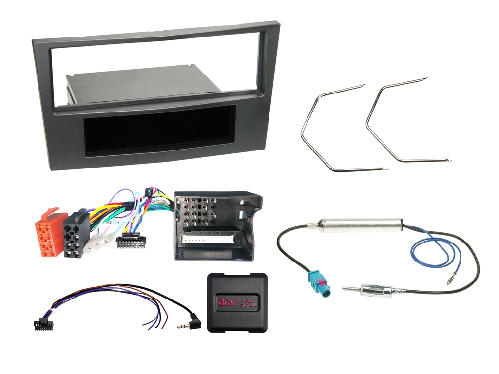 [1-DIN Kit with pocket Opel charcoal SWC CAN Bus/antenna] 611230-24-1
