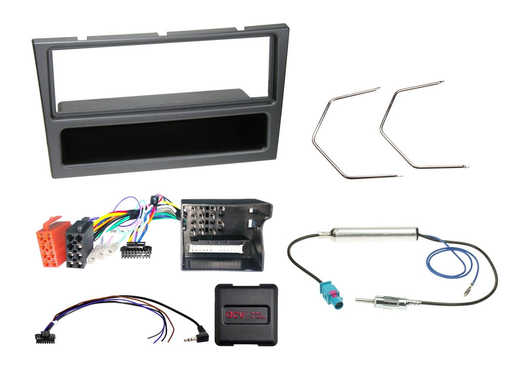 [1-DIN Kit with pocket Opel charcoal SWC CAN Bus/antenna] 611230-26-2