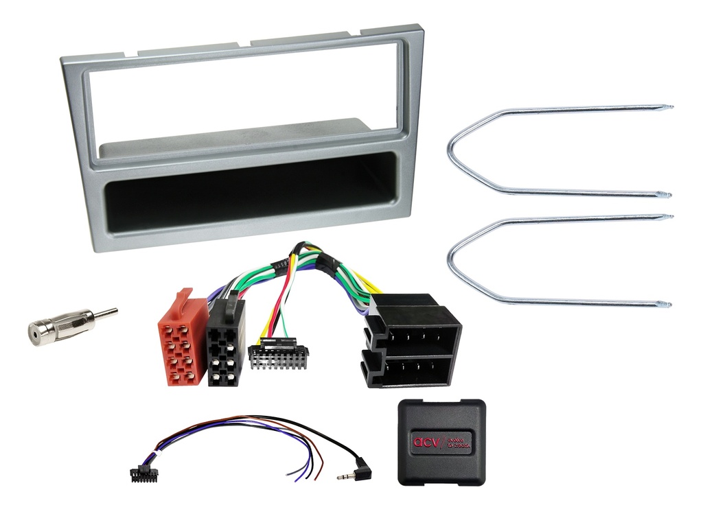 [1-DIN Kit with pocket Opel matt-chrome SWC analogue/antenna] 611230-26-8