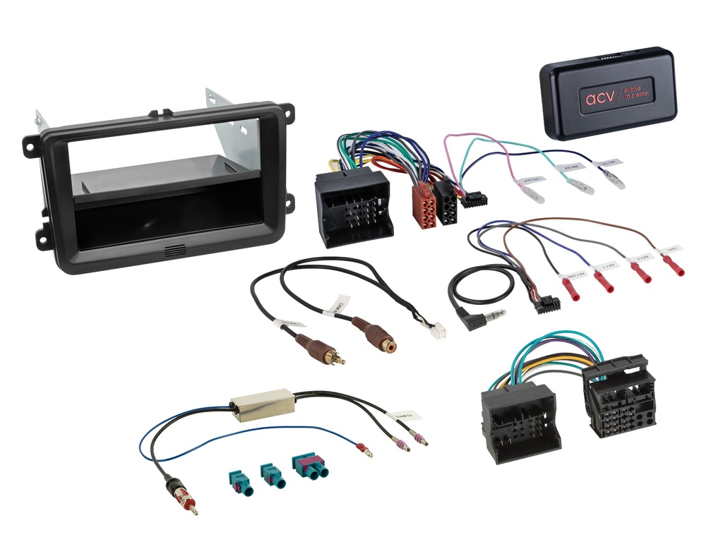 [2-DIN Kit with pocket Skoda/VW black 40Pin/52Pin i-dapter] 611320-30-4