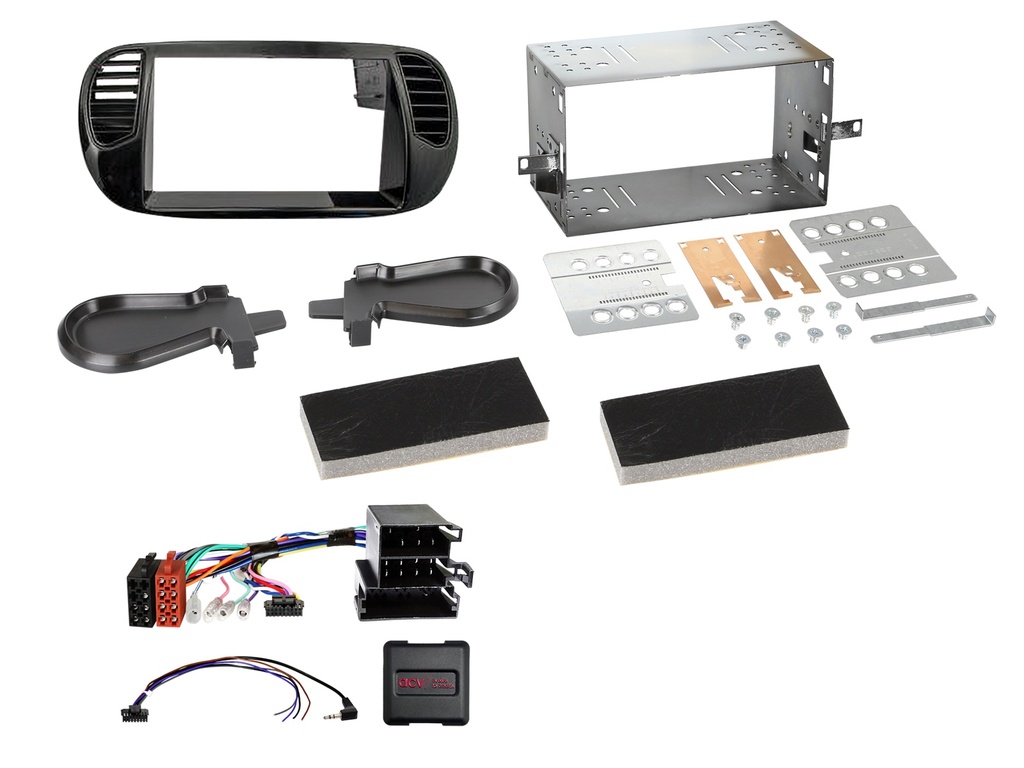 [2-DIN Kit Fiat 500 10/2007-07/2015 SWC matt black] 621094-23-2