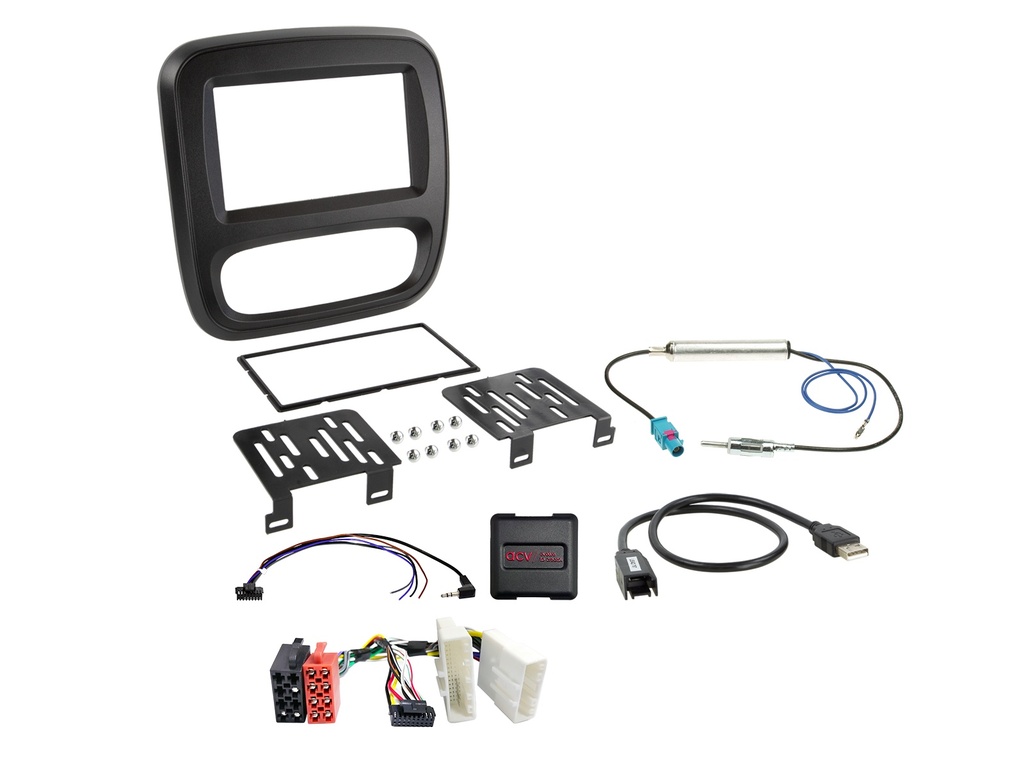 [2-DIN Kit Fiat/Nissan/Opel/Renault w/o climatronics SWC/USB] 621230-16-1