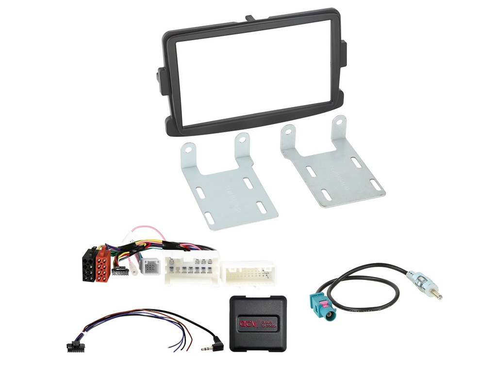 [2-DIN Kit Dacia/Fiat/Nissan/Opel/Renault black SWC/antenna] 621250-14-1